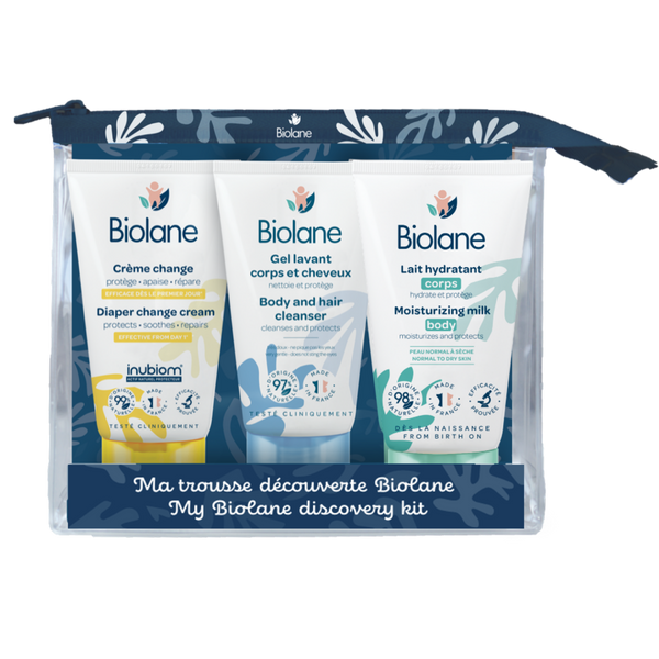 Biolane Travel Set Baby Cleansing, Moisturizing and Diaper Care Creams 3 x 50 ml