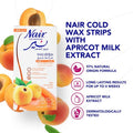 Nair Facial Cold Wax Strips Apricot Milk Extract 20 Strips with 4 Post-Wax Wipes
