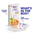 Nair Facial Cold Wax Strips Apricot Milk Extract 20 Strips with 4 Post-Wax Wipes