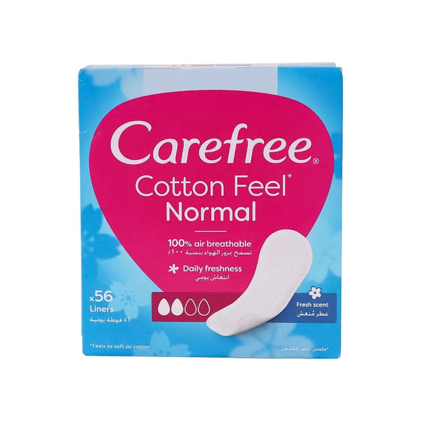 Carefree Cotton Feel Unscented Panty Liners, 56 Count