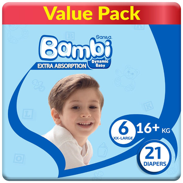 Bambi Baby Diapers Regular Size 6 Value Pack, 21 Pieces