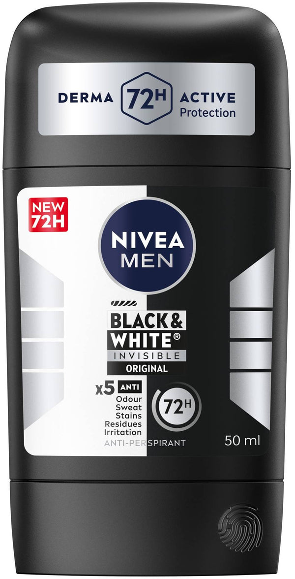 NIVEA MEN Black & White Invisible Original Antiperspirant Stick 72H Protection 50ml