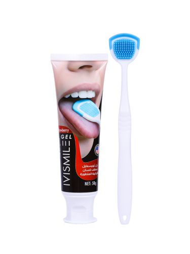 IVISMILE Strawberry Tongue Cleaning Gel with Tongue Scraper, 50g