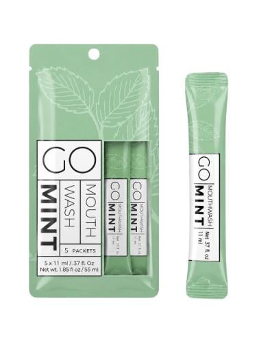 GO Alcohol-Free Mint Mouthwash, Travel Sachets, 5 x 11 ml