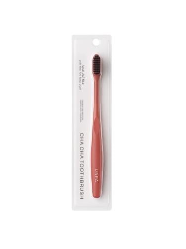 UNPA Cha-Cha Soft Dual-Bristle Toothbrush Charcoal-Coated Soft Pink