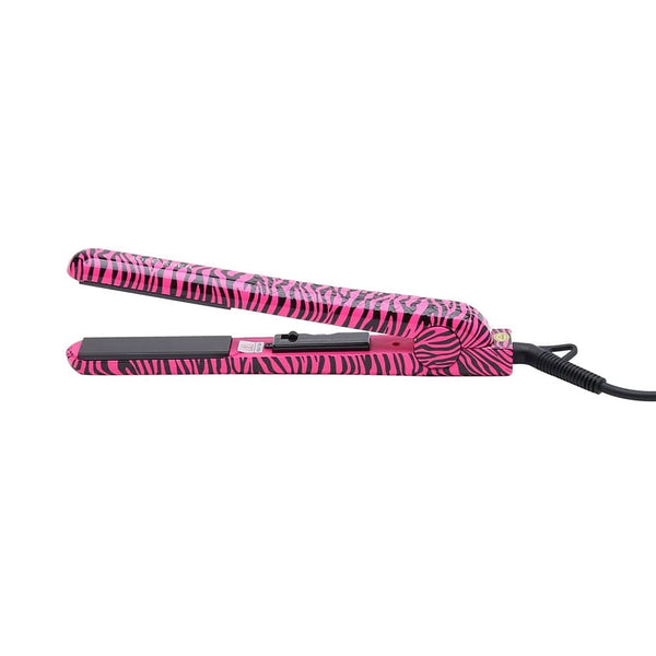 Jose Eber Pink Zebra Ceramic Flat Iron Hair Straightener, 1.25-Inch Plates, Adjustable Heat
