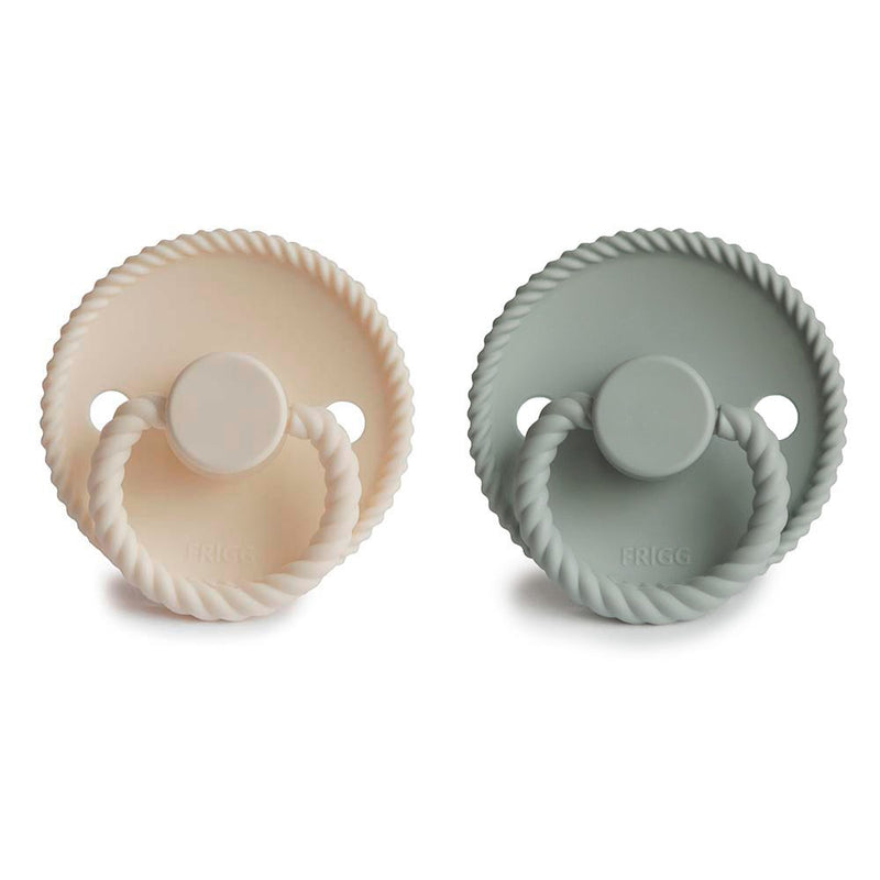FRIGG Rope Silicone Baby Pacifier 0-6 Months 2-Pack Cream/Sage