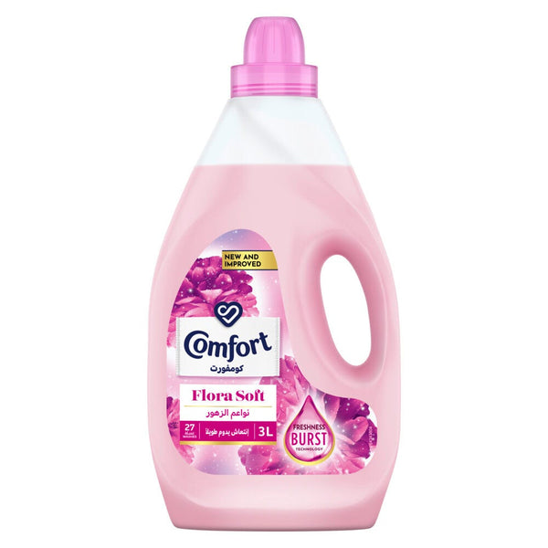 Comfort Flora Soft Fabric Softener Liquid, Encapsulated Perfume Technology, 3L