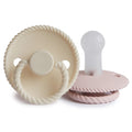FRIGG Rope Silicone Baby Pacifier 6-18 Months, 2-Pack, Blush/Cream