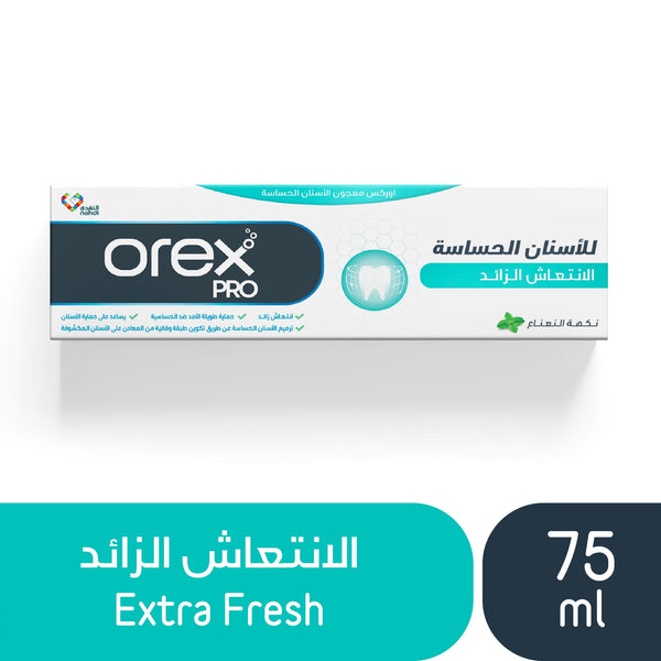 Orex Pro Sensitive Extra Fresh Toothpaste Hydroxyapatite Sodium Fluoride 75 ml