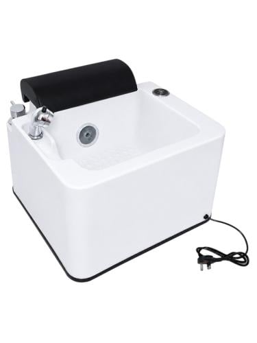 Salon System Jacuzzi Pedicure Basin White with Black Footrest, Built-In Faucet and Electrical Connection