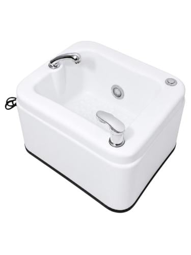 Salon System Square Foot Pedicure Basin White with Chrome Accessories