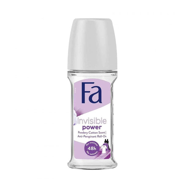 Fa Deodorant Roll-On Invisible Power Powdery Cotton Scent 48-Hour Protection 50 ml