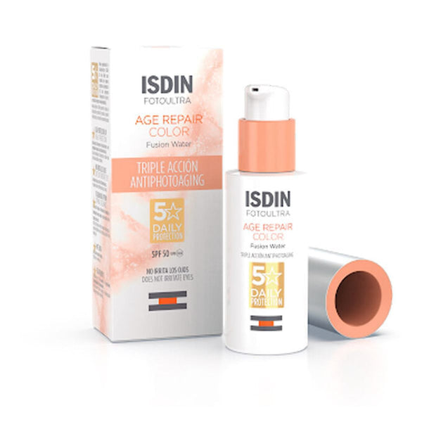 ISDIN Fotoultra Age Repair Fusion Water Color SPF 50 Facial Sunscreen, Natural Coverage, 50 ml