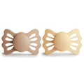 FRIGG Lucky Symmetrical Silicone Pacifiers, Pale Daffodil/Satin, 2-Pack, 6-18 Months