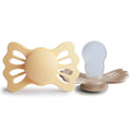FRIGG Lucky Symmetrical Silicone Pacifiers, Pale Daffodil/Satin, 2-Pack, 6-18 Months