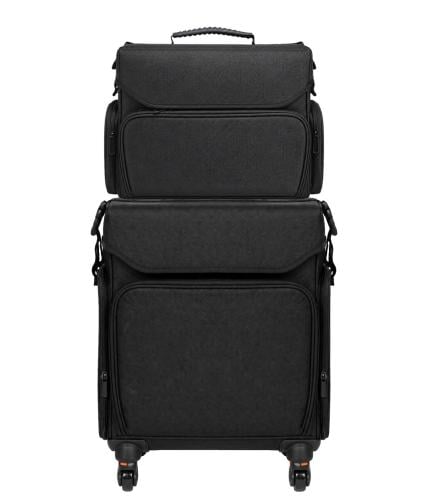 Salon System Professional Makeup Travel Case with Wheels Black Fabric