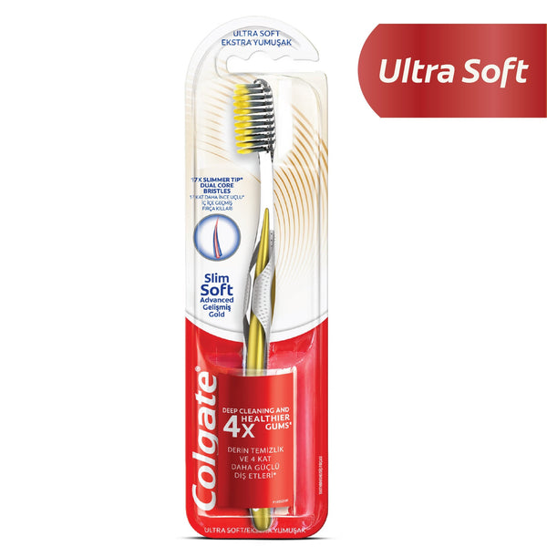 Colgate Slim Soft Advanced Gold Toothbrush, 17x Slimmer Tip Bristles