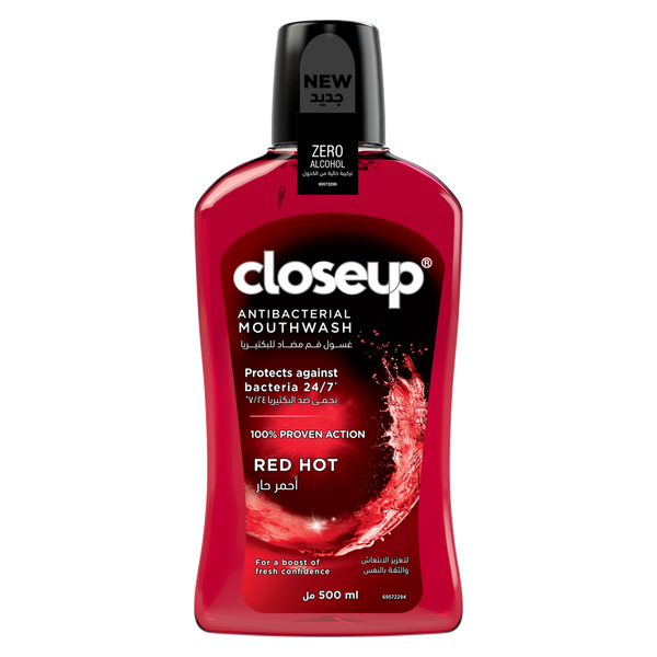 Closeup Red-Hot Mouthwash Alcohol-Free Zinc Formula Fresh Mint 500ml