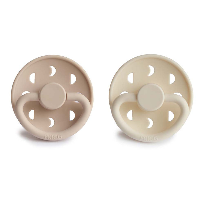 FRIGG Moon Phase Natural Rubber Pacifiers 6-18 Months Cream/Croissant 2 Pack
