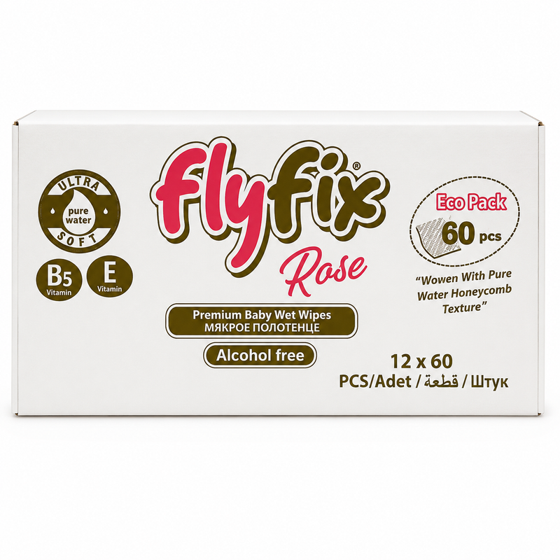 Flyfix Baby Wet Wipes Rose Scented Alcohol-Free pH-Balanced