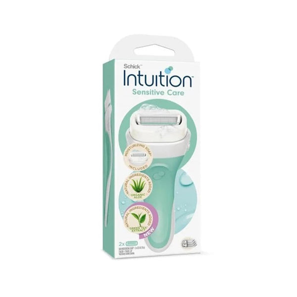 Schick Intuition Aloe Vera & Vitamin E Shaving Razor with Built-In Foam Bar, 2 Pieces