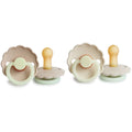 FRIGG Daisy Latex Baby Pacifier Scalloped Flower Design 6-18 Months Cream/Croissant 2-Pack
