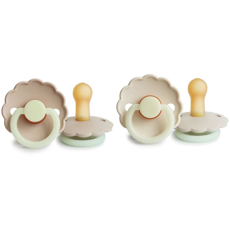 FRIGG Daisy Latex Baby Pacifier Scalloped Flower Design 6-18 Months Cream/Croissant 2-Pack