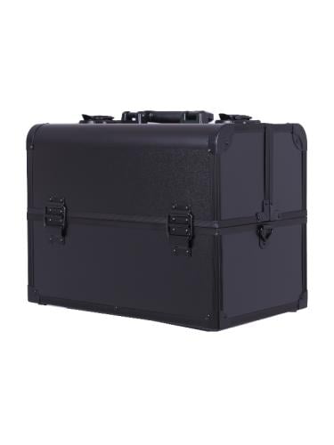 Salon System 2 Drawer Cosmetic Case with Manicure Drawer Black 37 x 22 x 29 cm