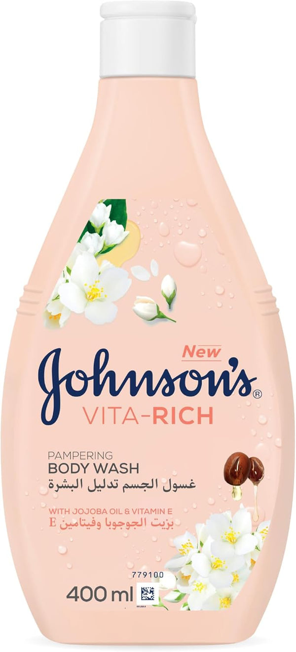 Johnson Vita-Rich Pampering Body Wash Jojoba Oil Vitamin E Jasmine White Flowers 400 ml