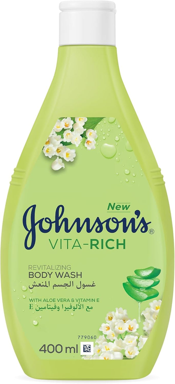Johnson Vita-Rich Revitalizing Body Wash Liquid Aloe Vera Vitamin E Floral Scent 400 ml