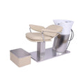 Salon System Tall Beige Hair Washing Chair With Ceramic Basin, Mixer and Handheld Shower