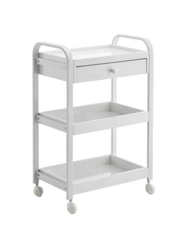 Salon System Mobile Beauty Trolley W568-161, 1 Drawer and 2 Shelves, White