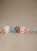 FRIGG Fairytale Latex Pacifiers Scalloped Heart Shield 0-6 Months Twilight Mauve/Lilac 2 Pack