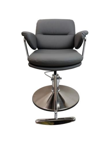 Salon System Women's Hair Cutting Chair Dark Grey Padded 360-Degree Rotation Chrome Base