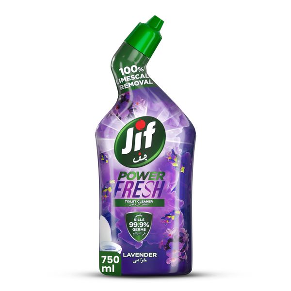Jif Power Fresh Toilet Cleaner Liquid Lavender Limescale Cleaner 750 ml