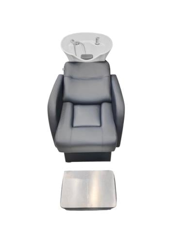 Salon System Hair Washing Chair with Ceramic Basin, Footrest, Black C-5023B