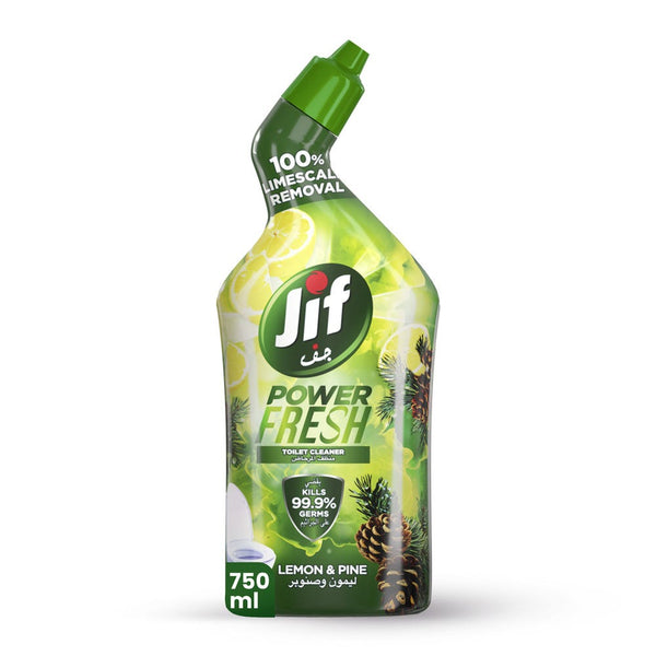 Jif Power Fresh Toilet Cleaner Liquid Lemon & Pine Limescale Removal 750ml