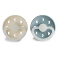 FRIGG Moon Phase Silicone Pacifiers Natural Rubber 6-18 Months 2 Pack Stone Blue/Cream
