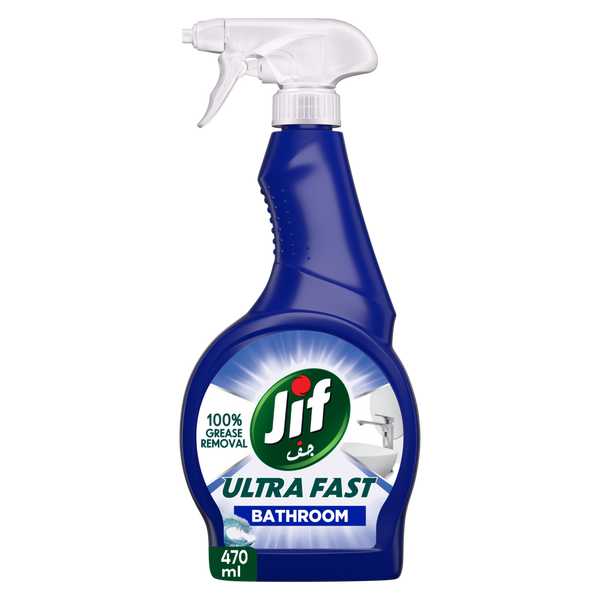 Jif Ultra Fast Bathroom Surface Cleaner Spray, Soap Scum and Limescale Cleaner, 470 ml