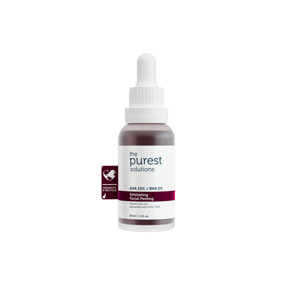 The Purest Solutions AHA BHA Exfoliating Facial Peeling Serum Glycolic Acid Hyaluronic Acid 30 ml