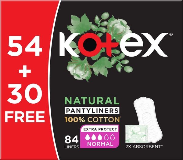 Kotex Natural Cotton Panty Liners Normal 100% Cotton