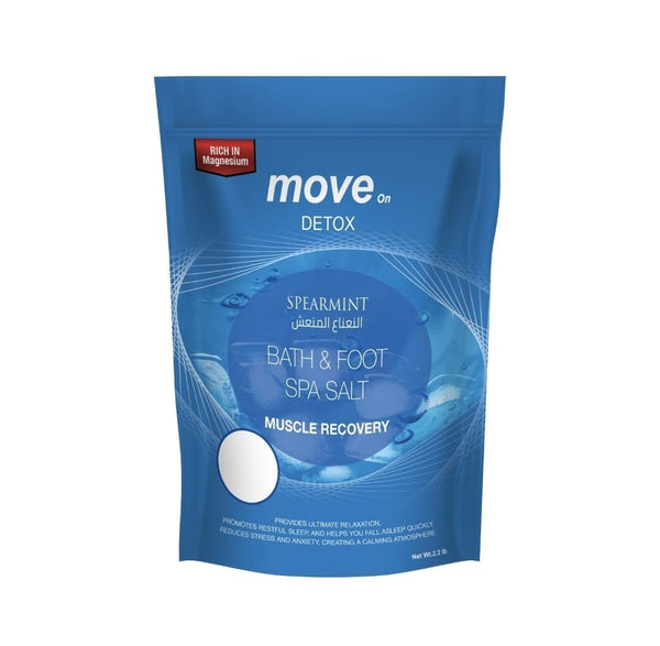 Move On Detox Spearmint Bath & Foot Spa Salt Mineral-Rich Botanical Blend 1000 g