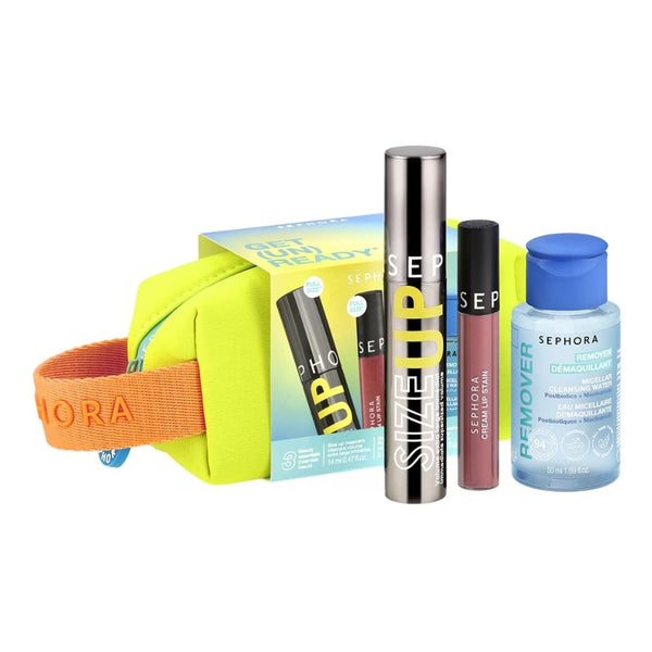 Sephora Get 'N Ready Makeup Set, Mascara Lipstick Micellar Water, 3 Pieces