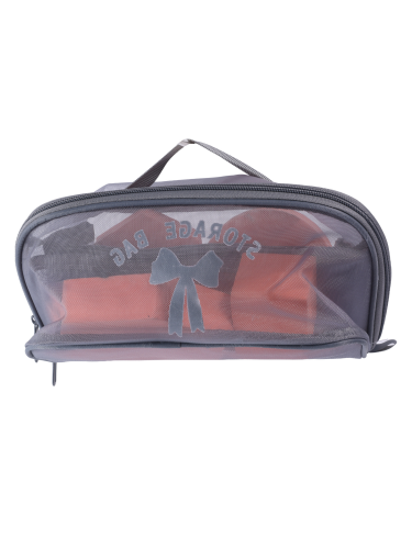 Salon System Small Transparent Mesh Cosmetic Bag with Zipper and Top Handle