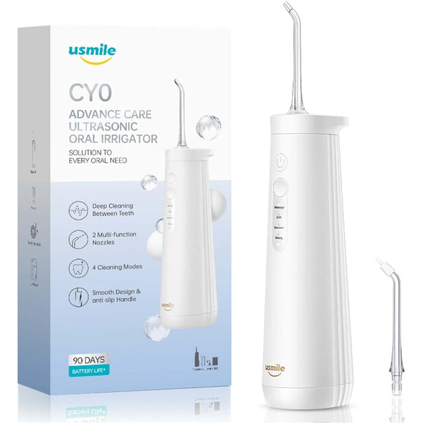 Usmile Ultrasonic Oral Irrigator CY0, 4 Modes, 2 Rotating Nozzles, White