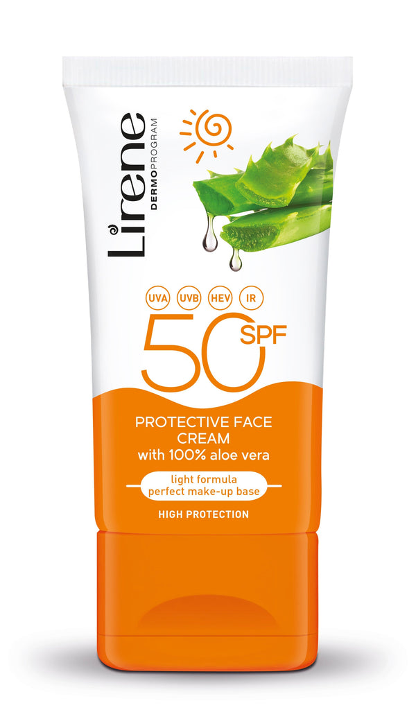 Lirene Sun Protection Face Cream SPF 50 Aloe Vera Broad-Spectrum Protection