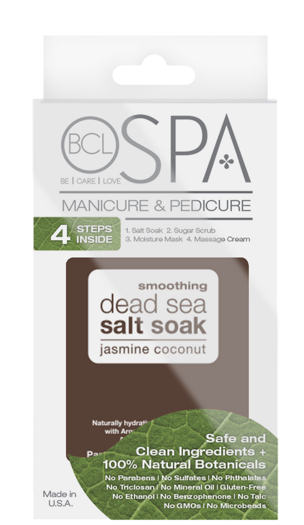 BCL Spa Jasmine Coconut 4-Step Manicure & Pedicure Kit, Dead Sea Salt, Sugar Scrub, Mask & Massage Cream