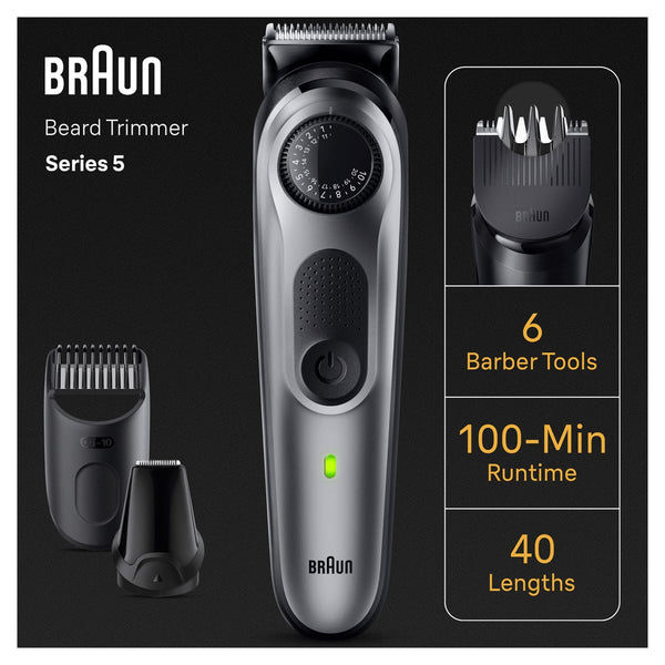 Braun Series 5 BT5440 Beard Trimmer, 40 Length Settings, Grey