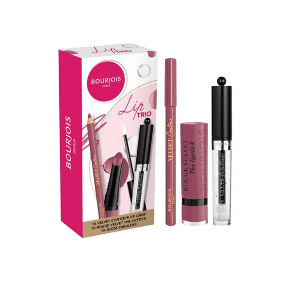 Bourjois Velvet Lip Trio Lip Liner, Matte Lipstick and High-Shine Lip Gloss